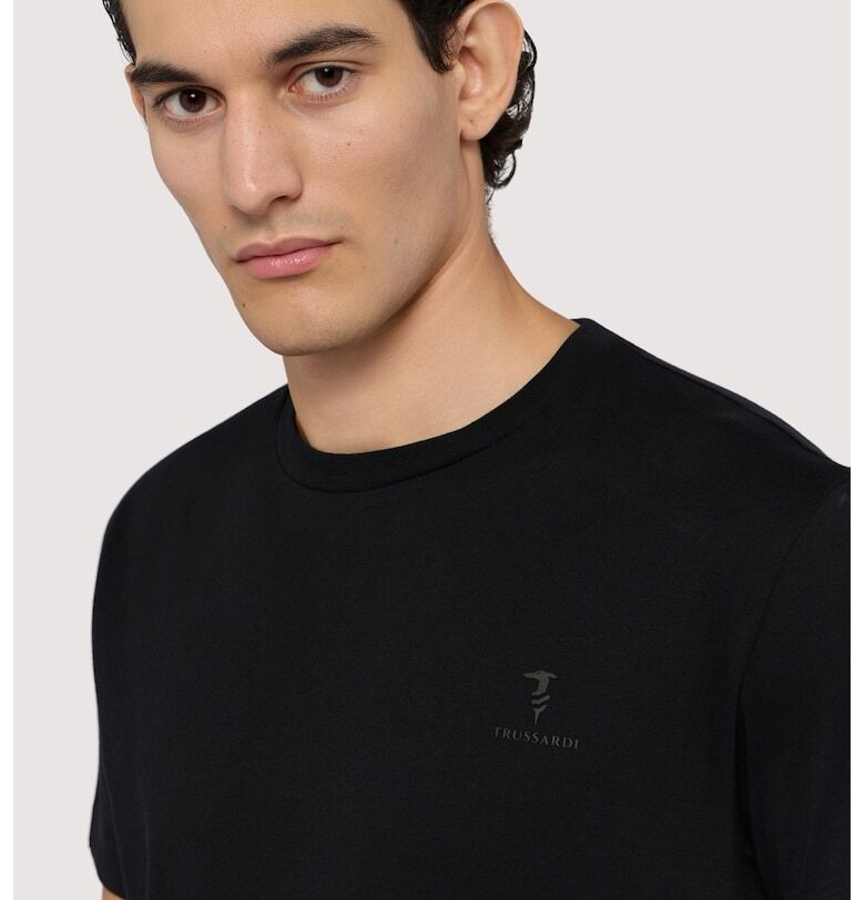 Тениска с овално деколте - Черен Trussardi