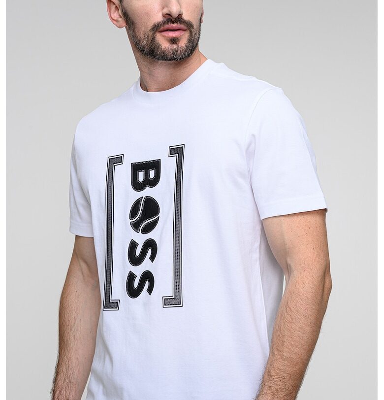 Тениска с овално деколте и лого - Черен/Бял BOSS