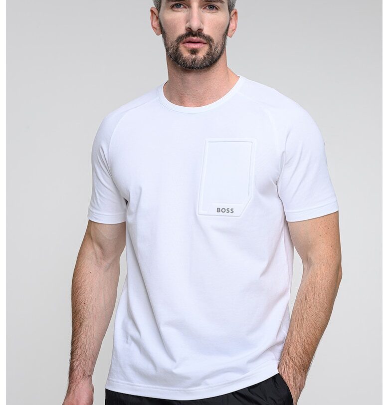 Тениска с овално деколте и лого - Бял BOSS