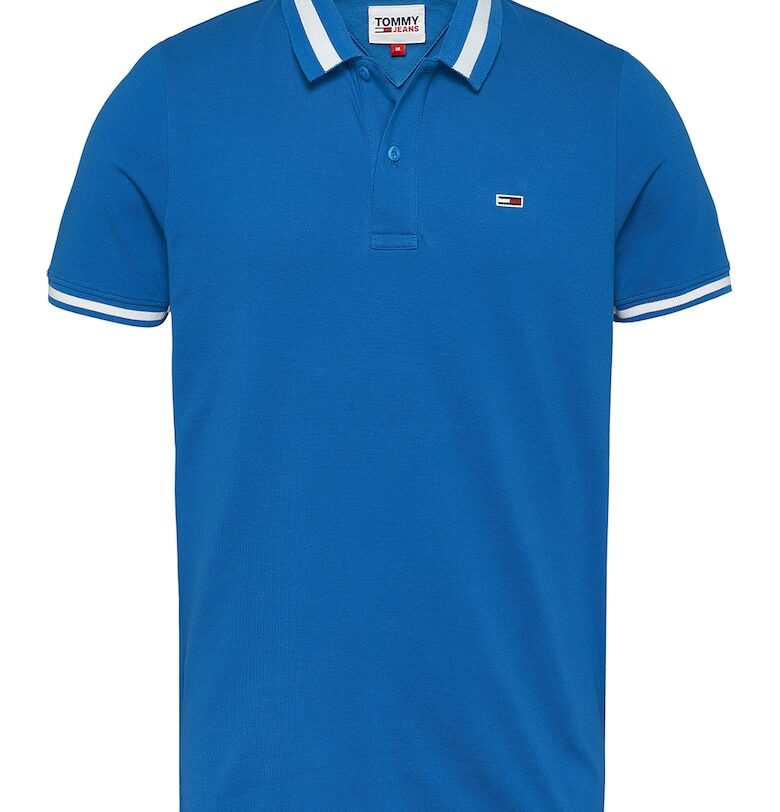 Тениска с органичен памук с яка - Син Tommy Jeans