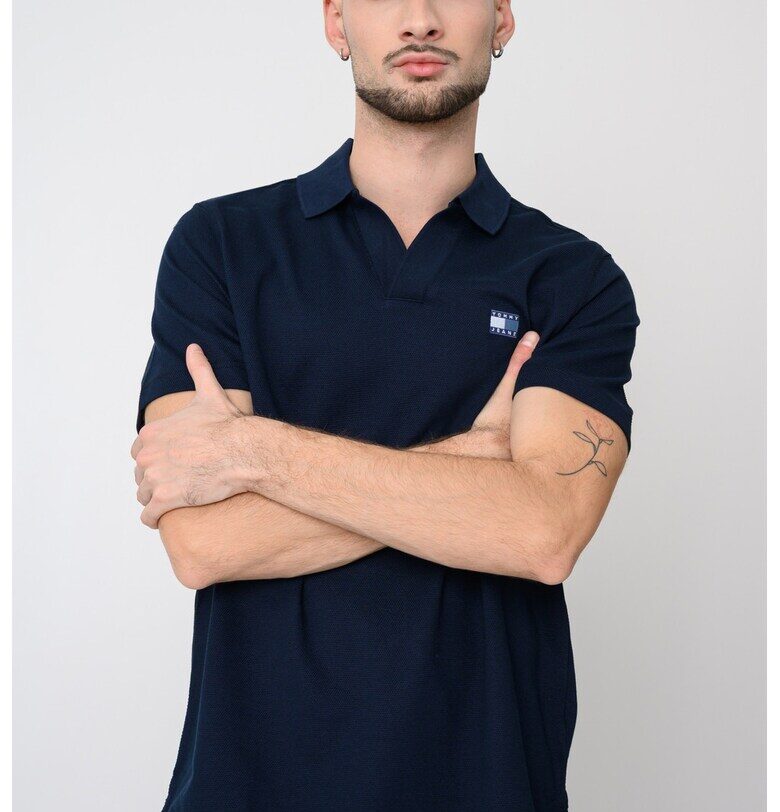 Тениска с памук с яка Tommy Jeans