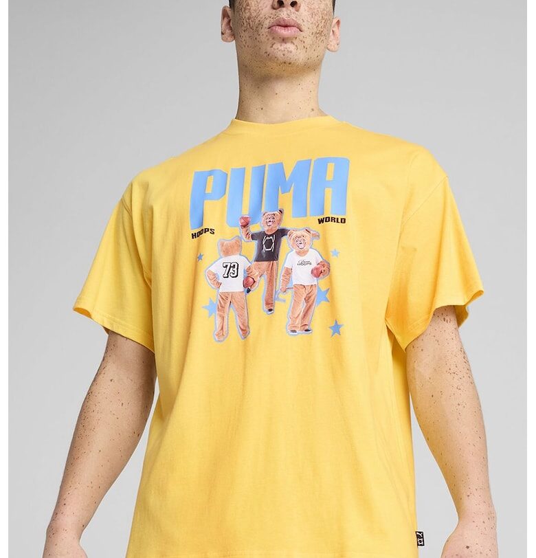 Тениска с принт - Шафраново жълто/Светлосин Puma