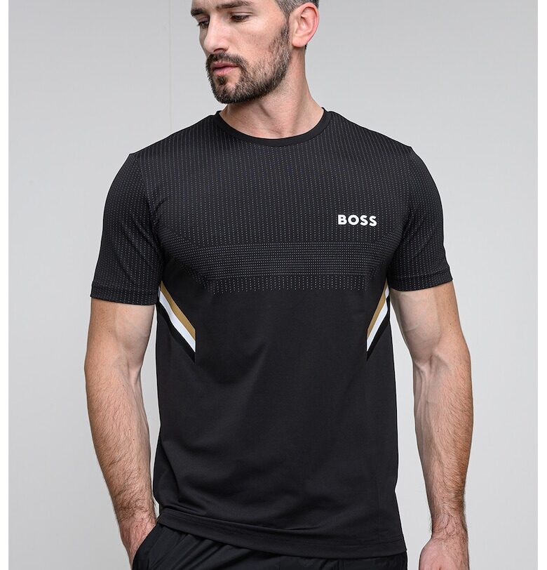 Тениска с райе - Черен BOSS