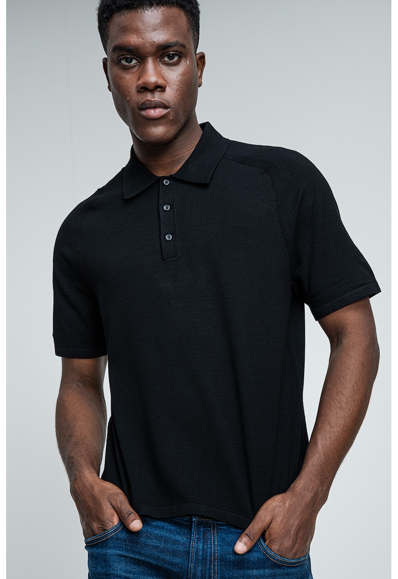 Тениска с яка - Черен CALVIN KLEIN