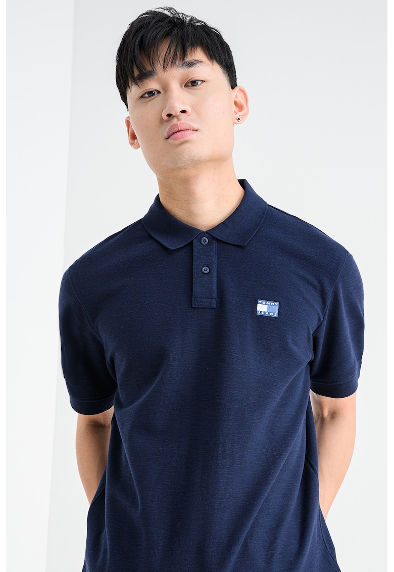 Тениска с яка - Тъмносин Tommy Jeans