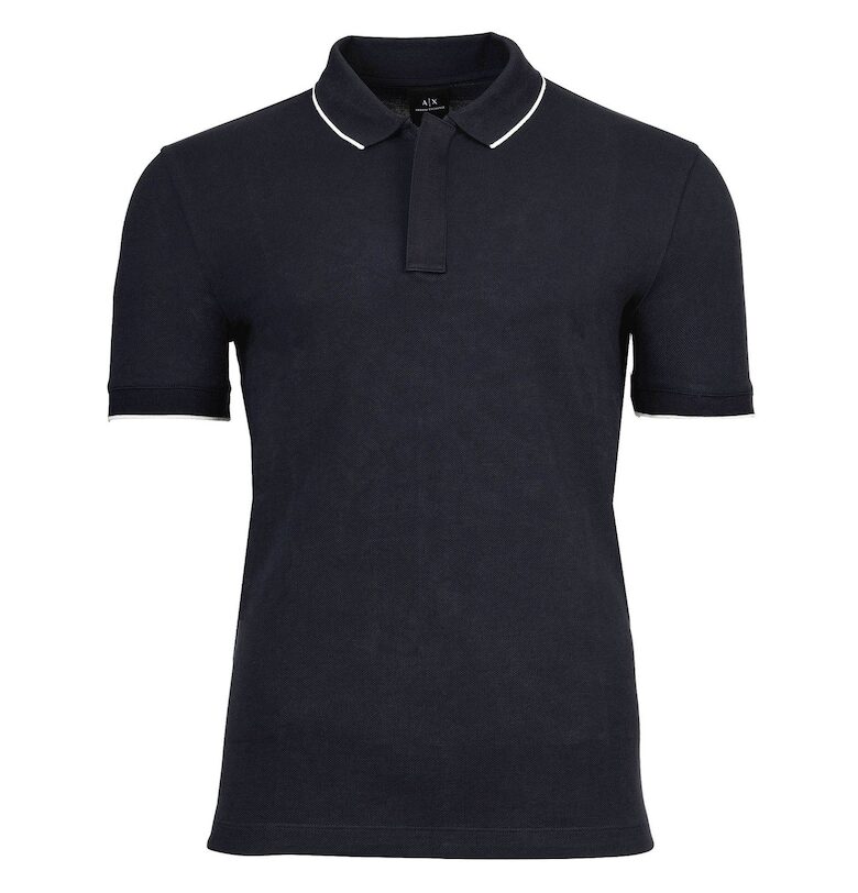 Тениска с яка и ивици - Тъмносин ARMANI EXCHANGE