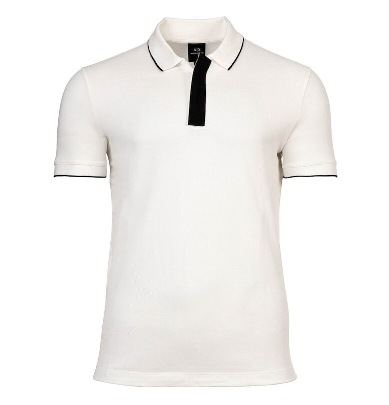 Тениска с яка и ивици - Бял ARMANI EXCHANGE