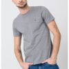 Тениска слим с овално деколте - Сив меланж Tommy Hilfiger
