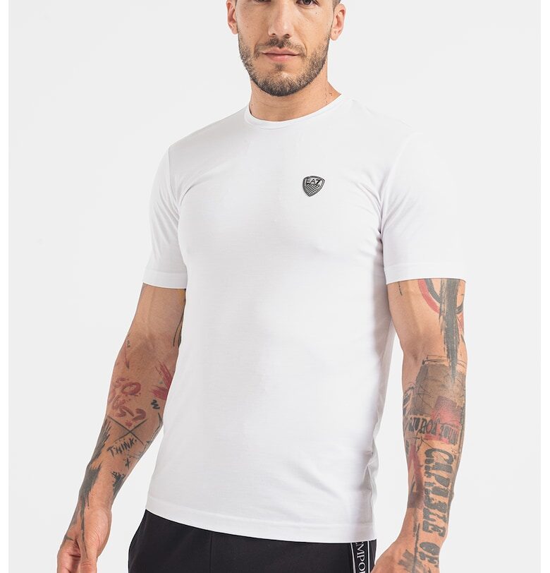 Тениска със стандартна кройка и лого - Бял EA7