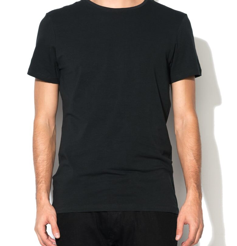 Тениски по тялото с овално деколте - 2 броя - Черен BLEND