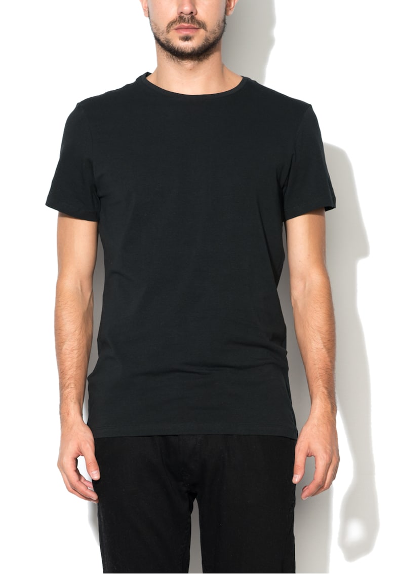 Тениски по тялото с овално деколте - 2 броя - Черен BLEND