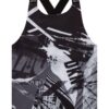 Топ с щампа и кръстосани презрамки - Бял/Черен/Сив DKNY