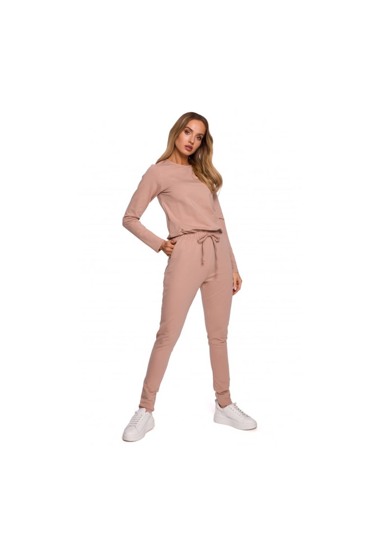 Трикотажен гащеризон С джоб - Памук - Еластан - - Hюд цвят MOE