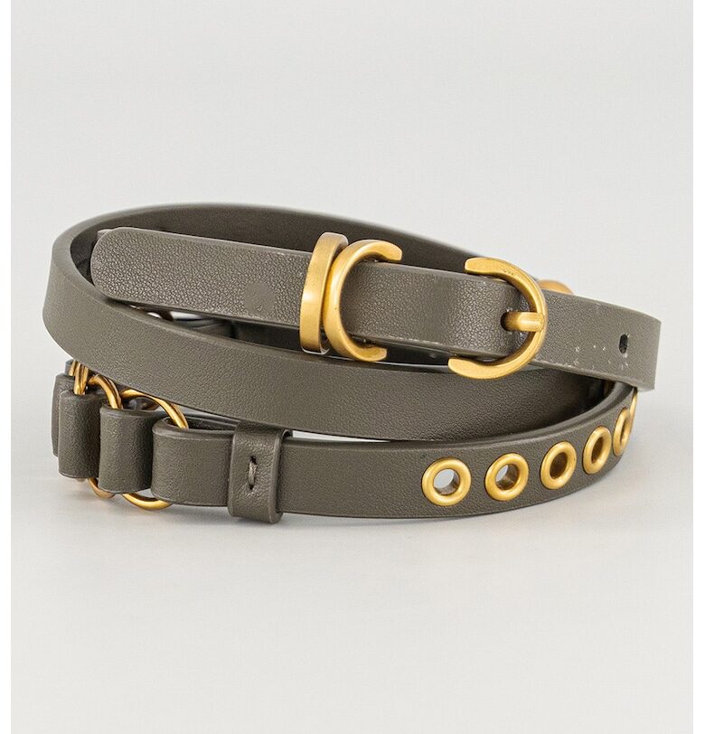 Тънък кожен колан с метални детайли Pinko