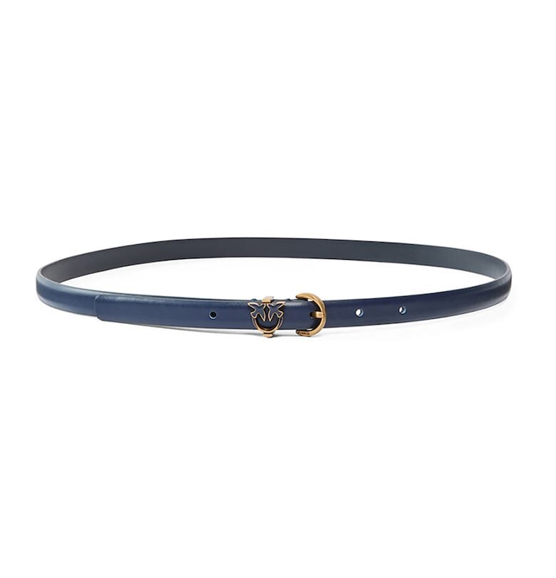 Тънък кожен колан с тока с лого Pinko