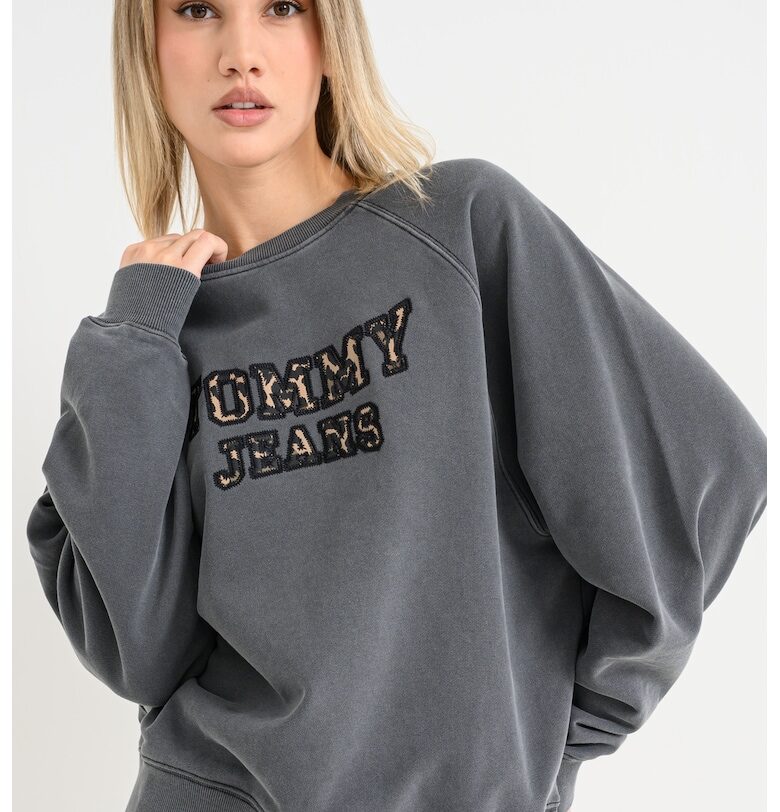 Уголемен суитшърт с ръкави реглан - Черен/Светлокафяв/Tъмносив Tommy Jeans