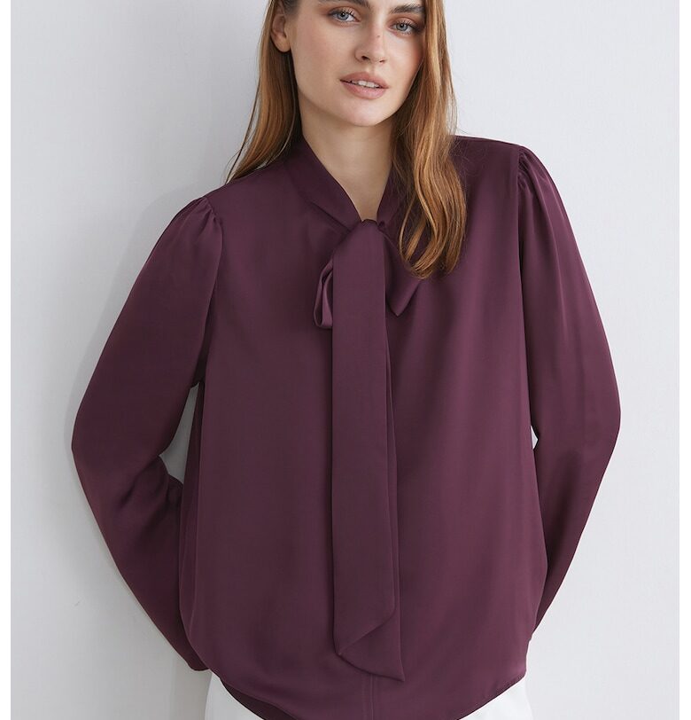 Уголемена блуза с панделка - Тъмновиолетов LC WAIKIKI