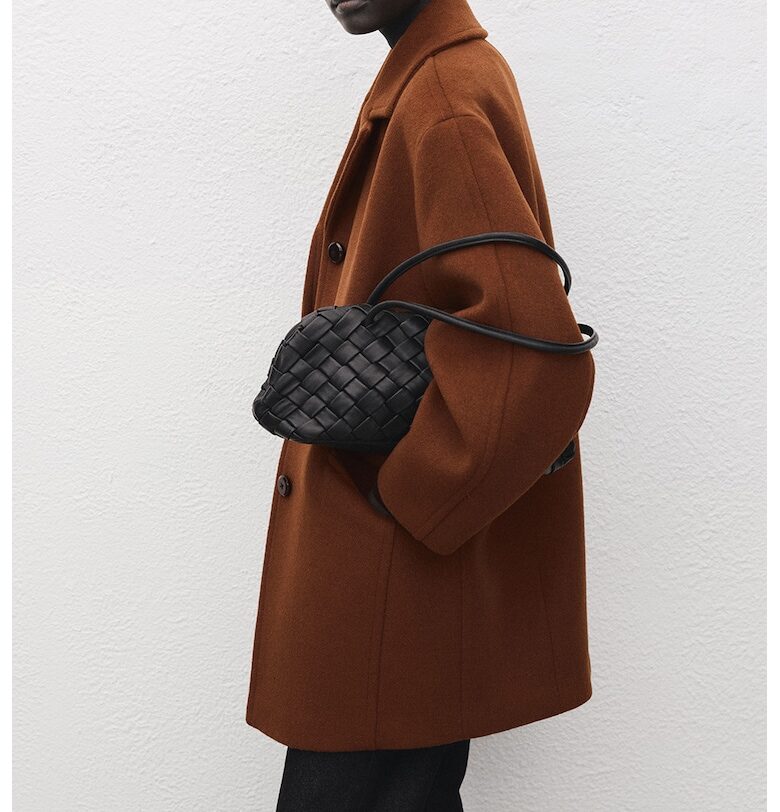 Уголемено палто с вълна - Коняк кафяв Mango