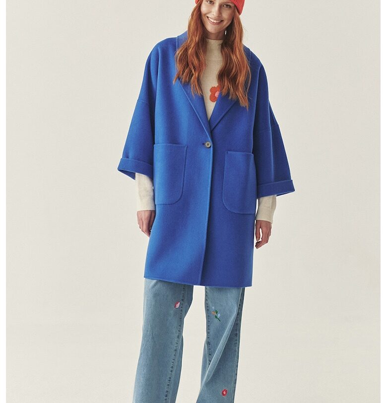 Уголемено палто с вълна - Кралско Синьо Tatuum