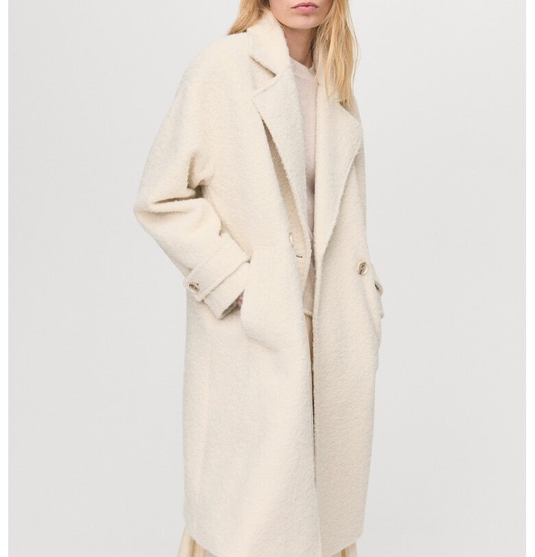 Уголемено палто с раздвоен ревер - Бежов Mango