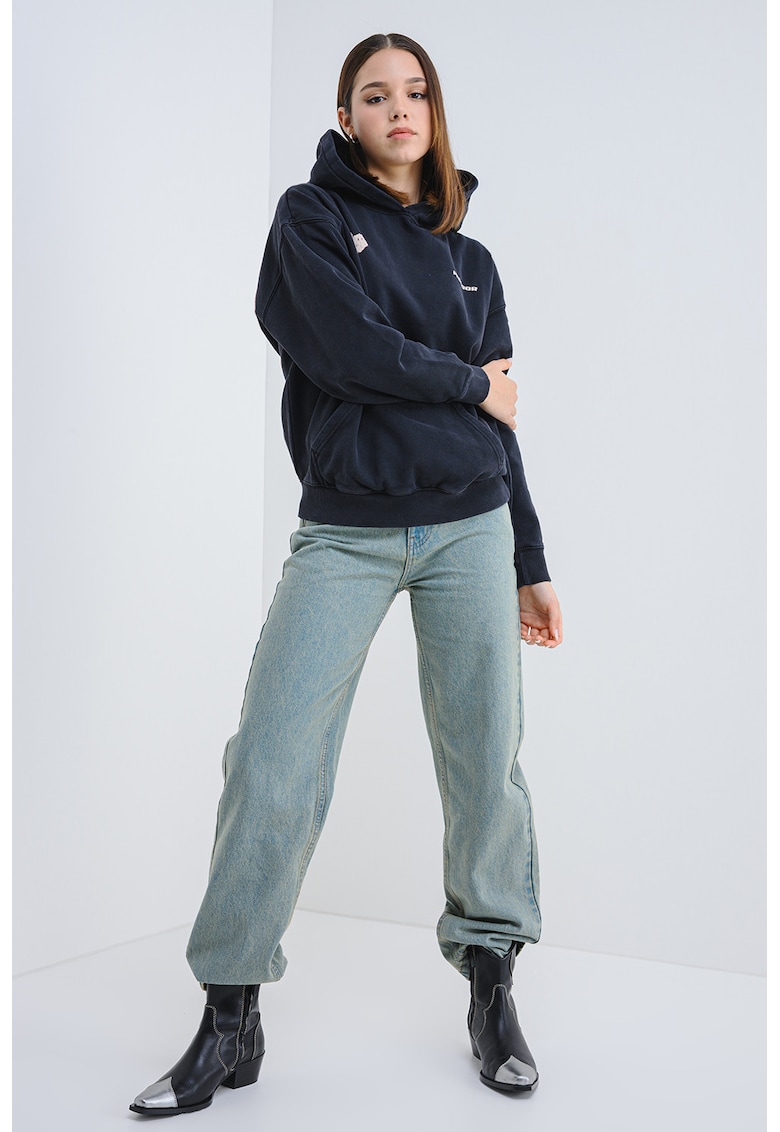 Уголемено худи с лого - Избеляло черно/Прашно розово Pegador