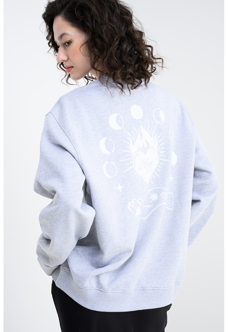 Уголемено худи с принт на гърба - Бял/Светло сив HUGO