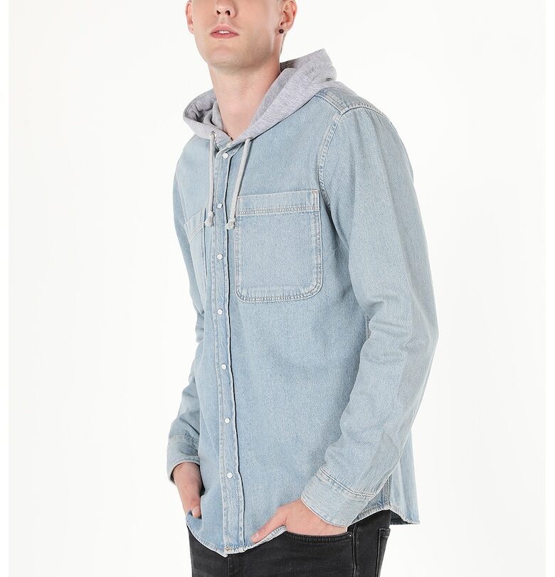 Уголемено яке от деним с качулка - Светлосин COLINS