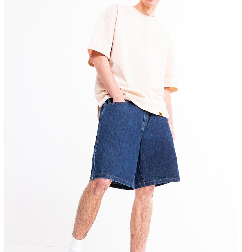 Унисекс къси дънки Notorious с уголемен дизайн - Индигово синьо PORC