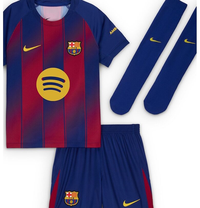 Унисекс футболен екип FCB от тениска - шорти и дълги чорапи - 3 части - Червен/Син Nike
