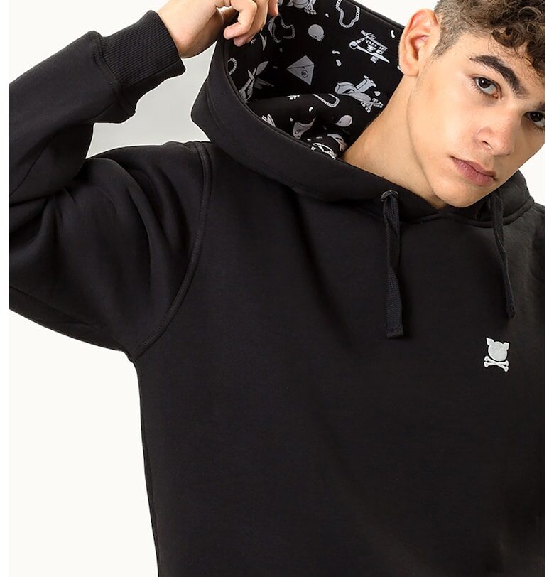 Унисекс худи с джоб тип кенгуру - Черен/Сив PORC