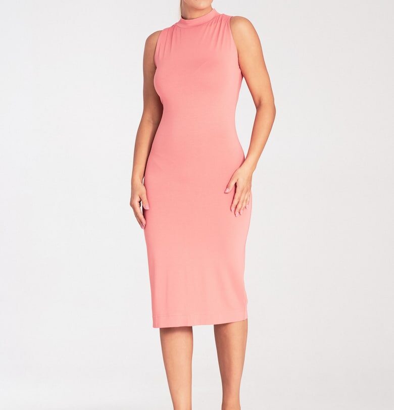 Фигъл вталена рокля - с яка - корал - вискоза Figl