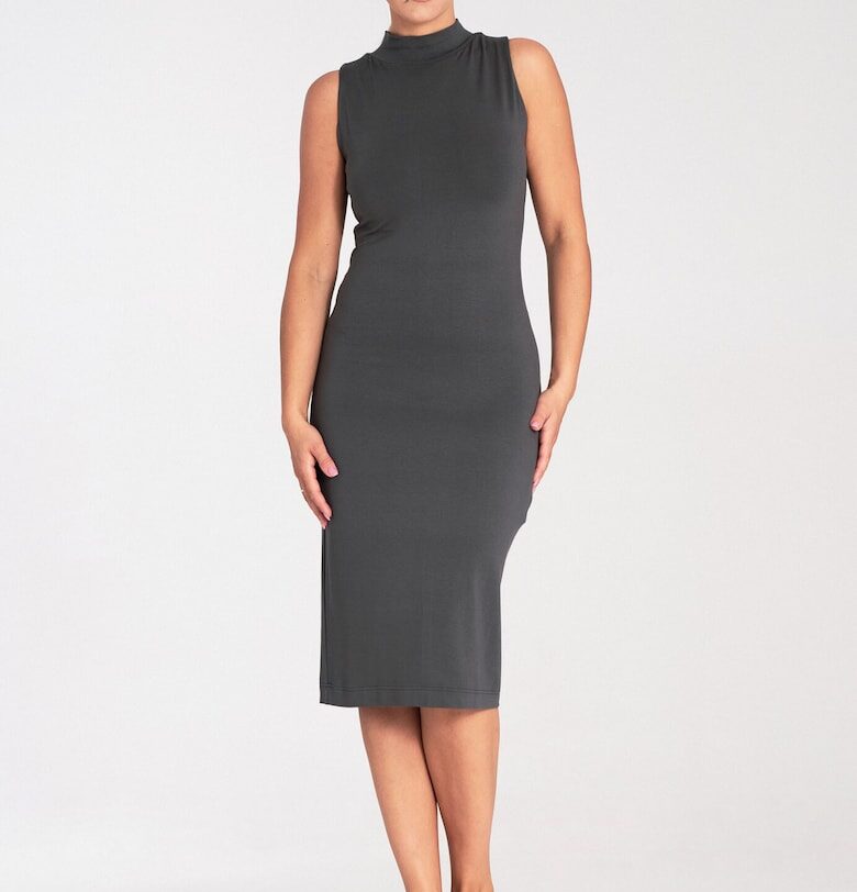 Фигъл вталена рокля - с яка - сива - вискоза Figl