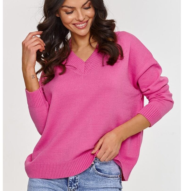 Фин трикотажен пуловер с V-образно деколте - Makadamia