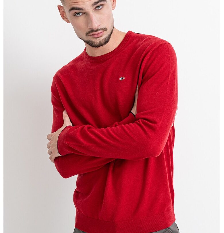 Фино плетен вълнен пуловер Damavand - Червен/Бял/Тъмносин Napapijri