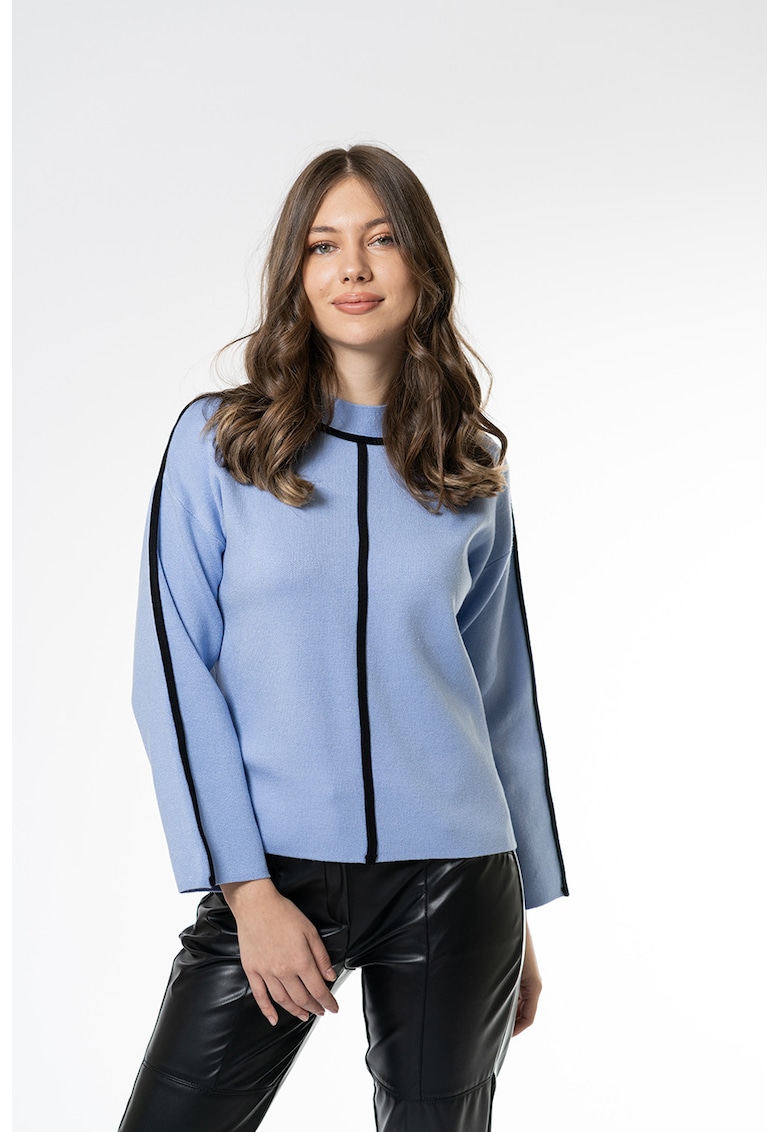 Фино плетен пуловер Debra с паднали ръкави - Пастелносин Hermosa