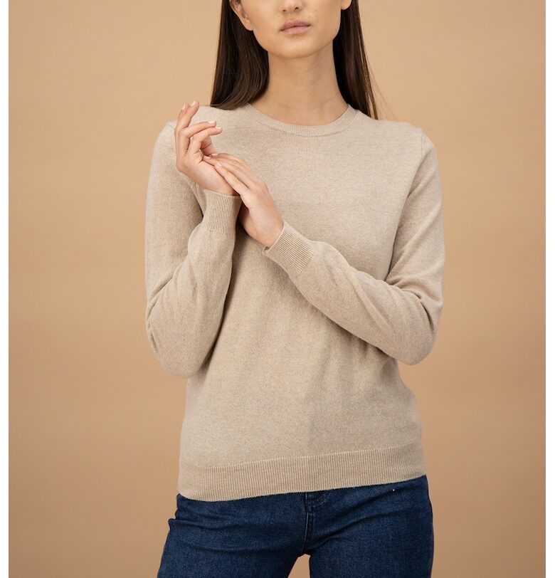 Фино плетен пуловер от необработена вълна - Камел United Colors of Benetton