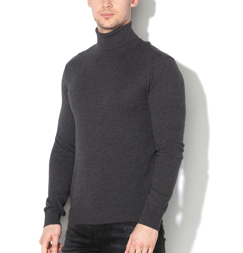 Фино плетено поло Emil - Меланж тъмно сиво Jack  Jones