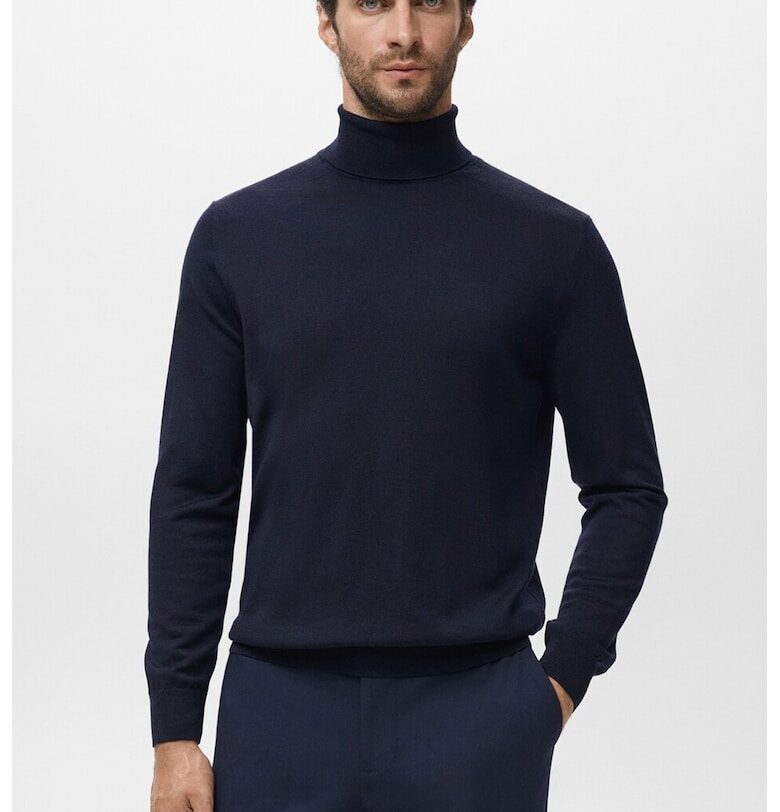 Фино плетено поло от вълна - Ултрамарин синьо Mango
