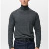 Фино плетено поло от вълна - Меланж тъмно сиво Mango