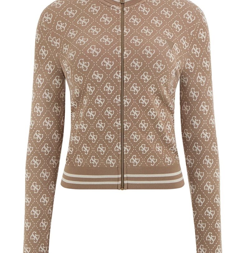 Фитнес суитчърт с цип - Камел GUESS