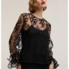 Флорална блуза с полупрозрачни панели - Черен Motivi