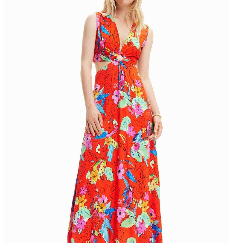 Флорална рокля с отвори встрани DESIGUAL