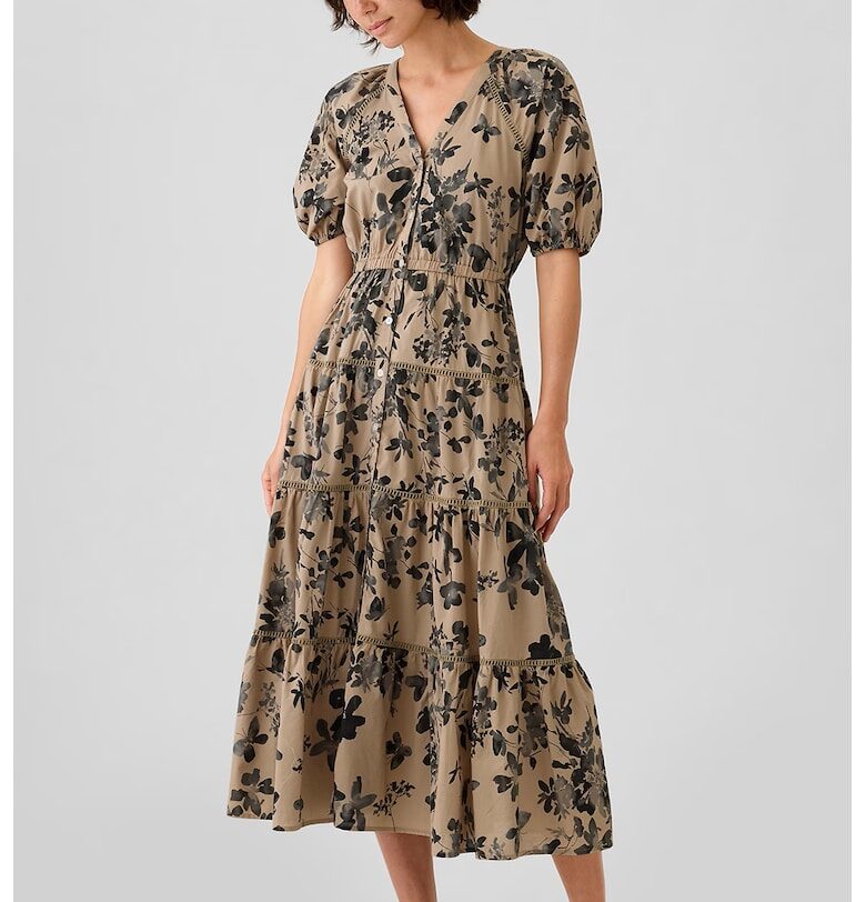 Флорална рокля с шпиц GAP