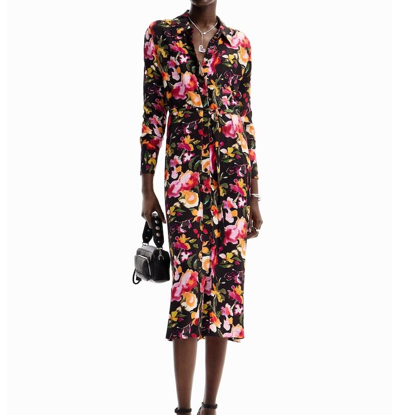 Флорална рокля тип риза DESIGUAL