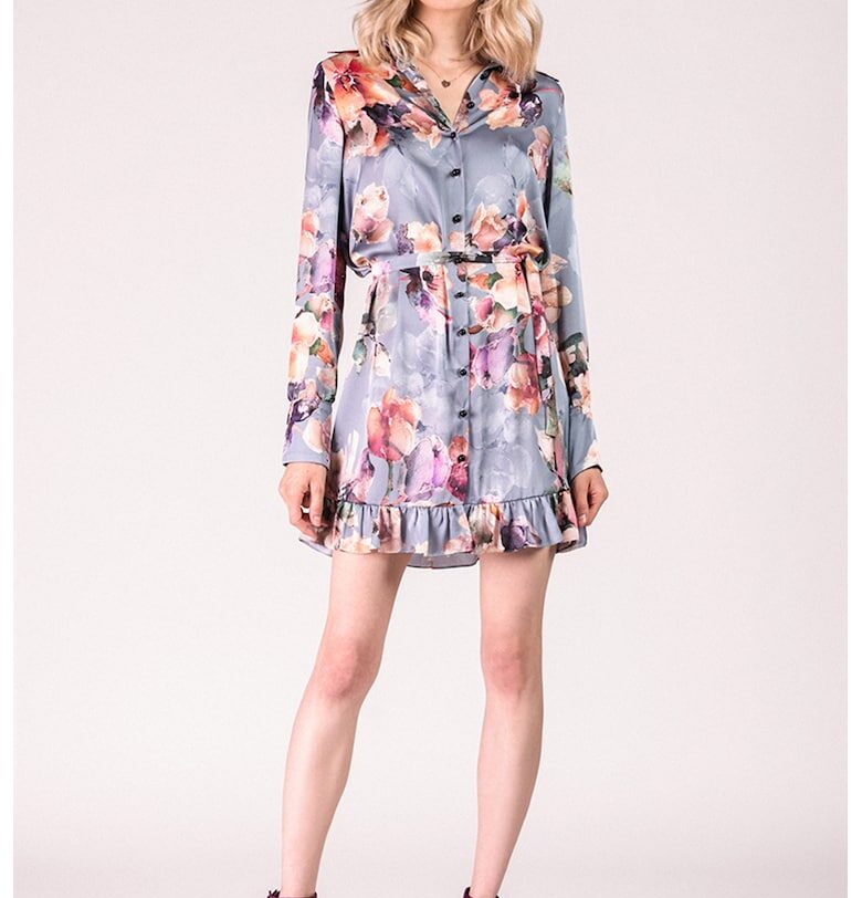 Флорална рокля тип риза с набран подгъв AVENUE No29