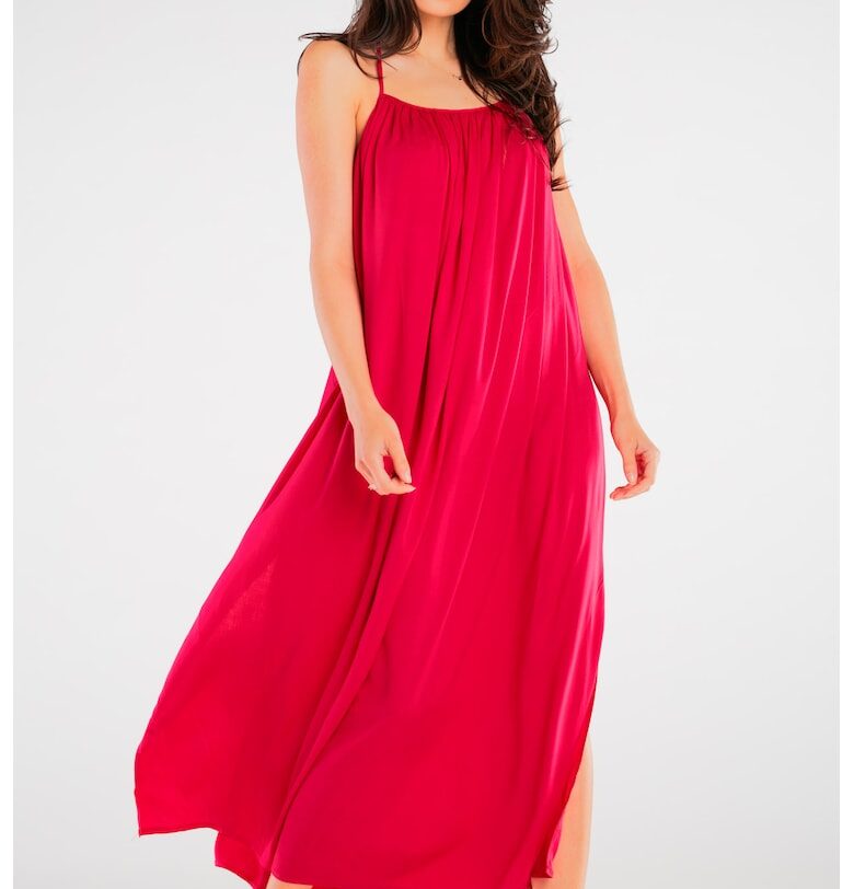 Фуксия Миди Рокля без ръкави A428 awama