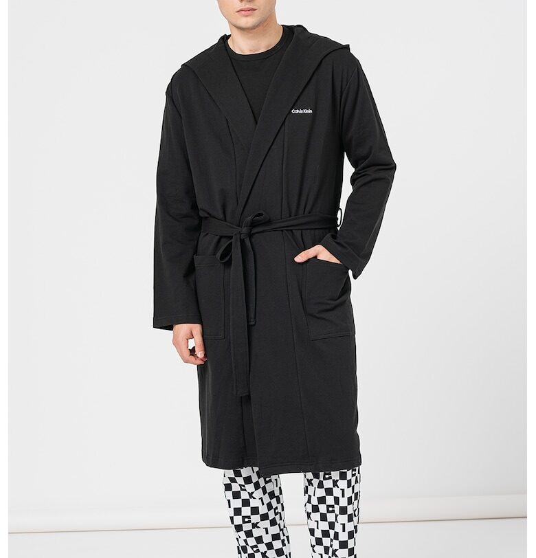 Халат за баня с колан - Черен CALVIN KLEIN