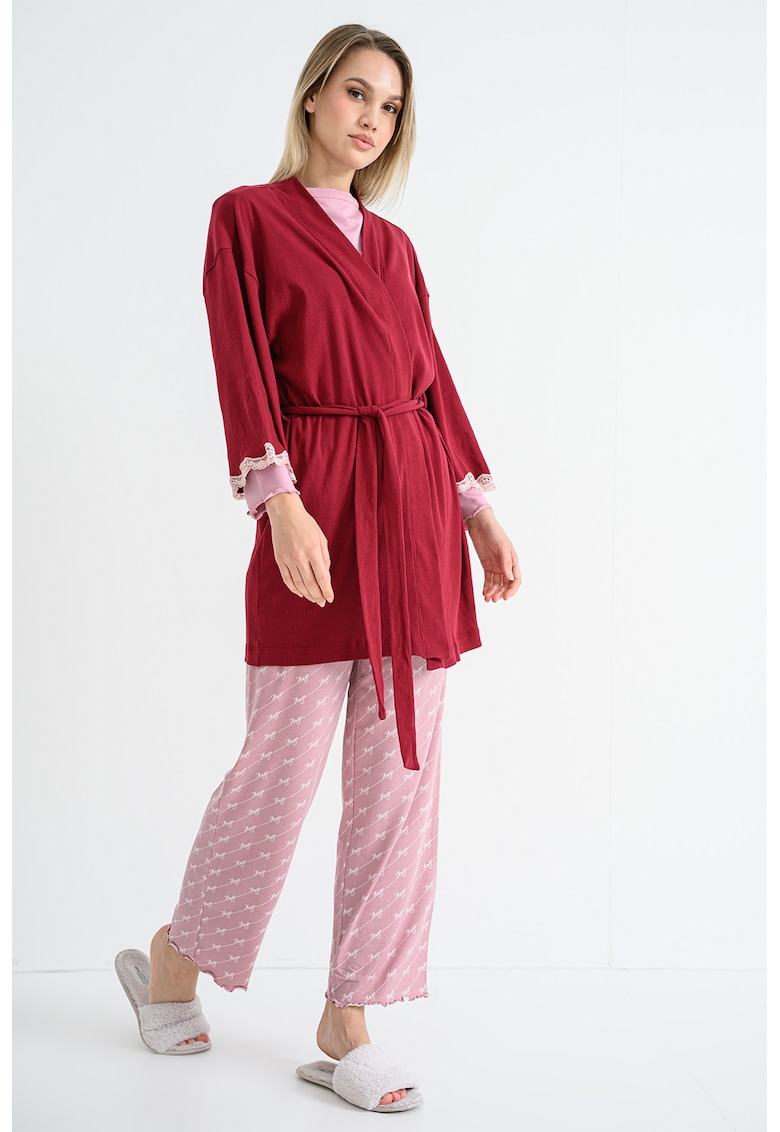 Халат за бяня с колан - Бордо Tommy Hilfiger