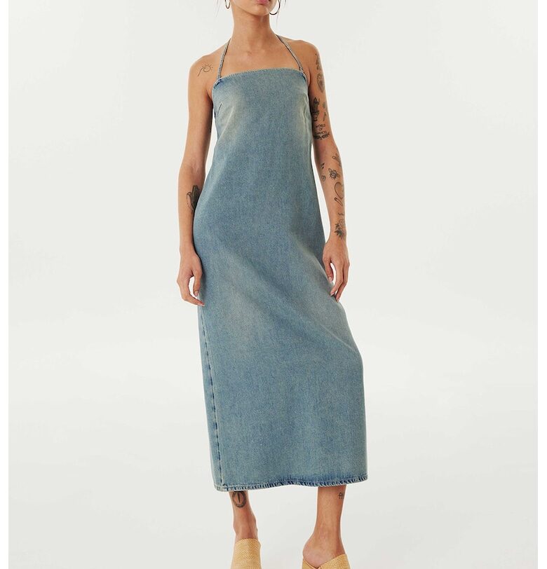 Халтер миди рокля от деним TWIST