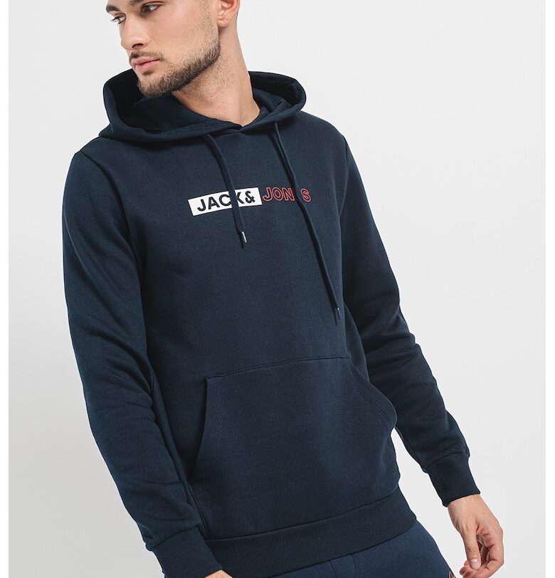 Худи Corp с лого и джоб кенгуру - Тъмносин Jack  Jones